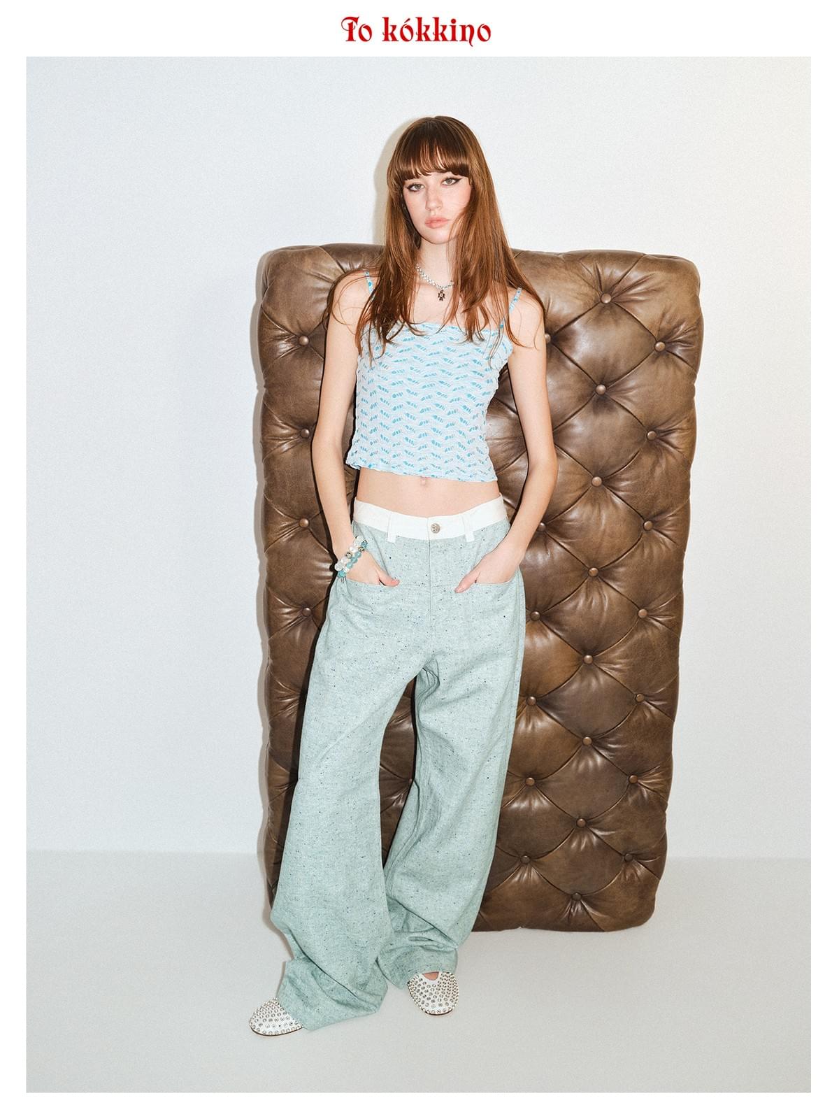 tokokkino「Twin Waves」Blue Strapless Vest * Imported from Japan
