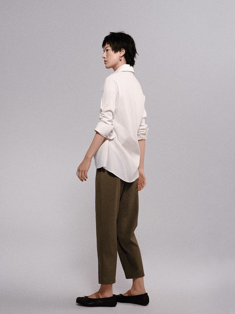 irregularly pleated shirt