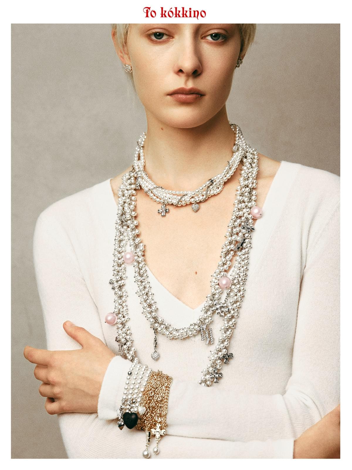 tokokkino* Pearl Bear Wrap Necklace