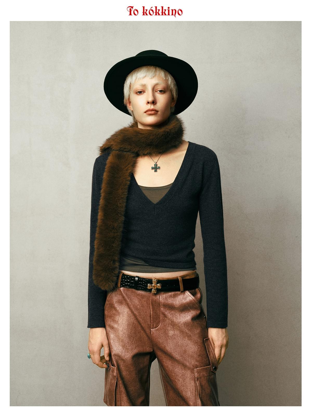 tokokkino* Flat-Brim Fedora Hat