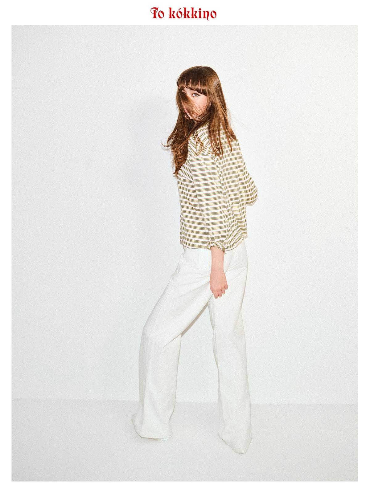 tokokkino「Daytime Drift」White Cotton Mid Rise 026 Straight Leg Pants