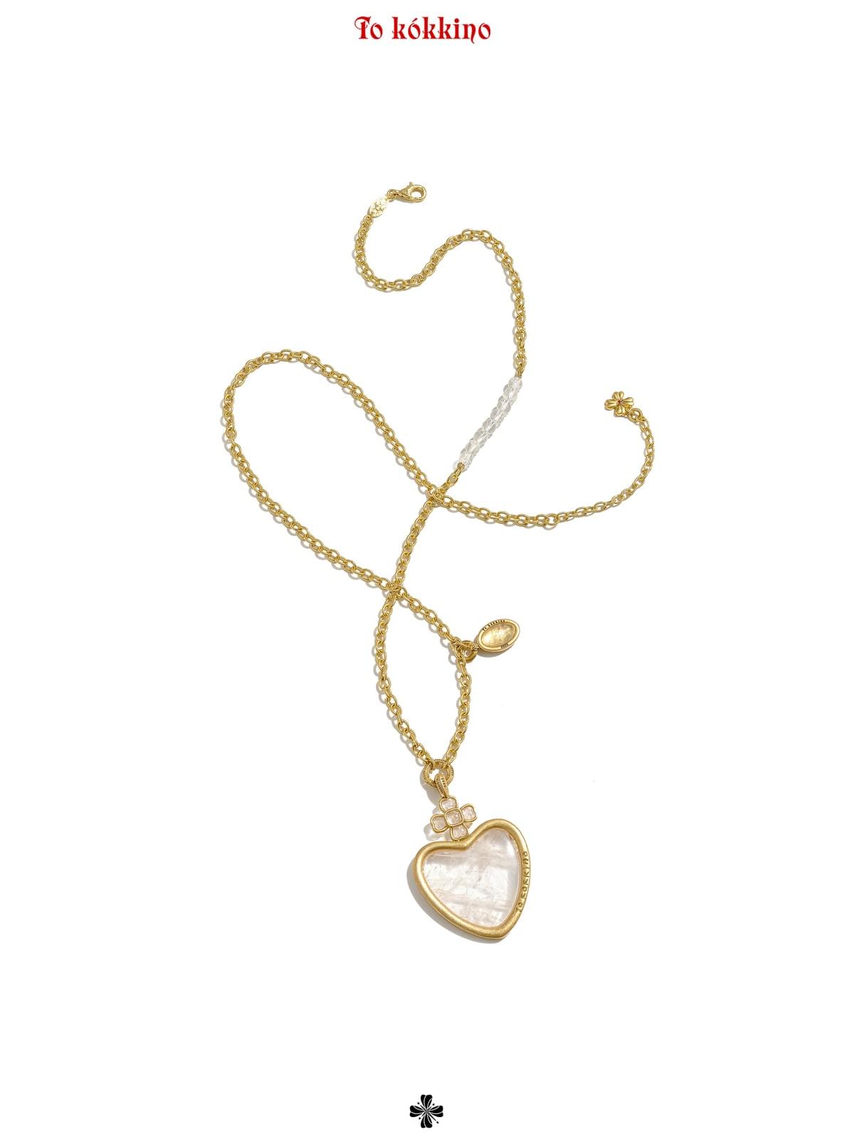 tokokkino*「Ocean Heart」White Crystal Heart-shaped Necklace