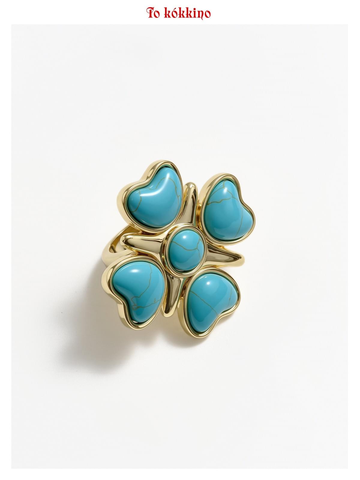 tokokkino* Turquoise Four-Sided Bowknot Ring
