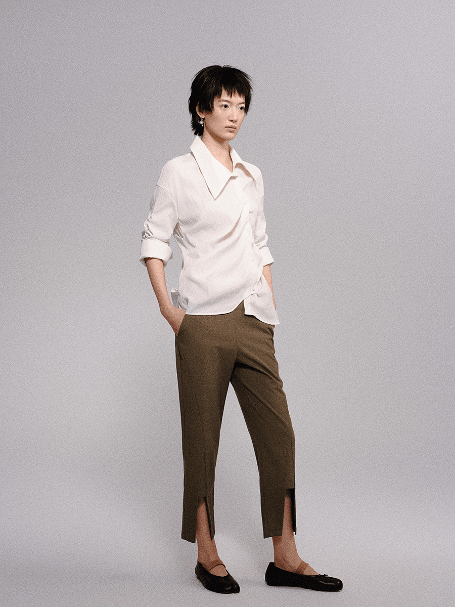 irregularly pleated shirt
