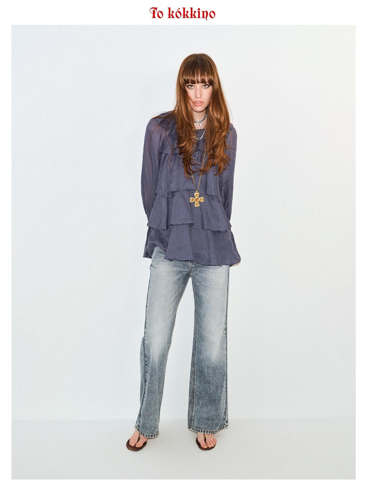 tokokkino「Flowing Bones」Ruffled Hem Ramie Top