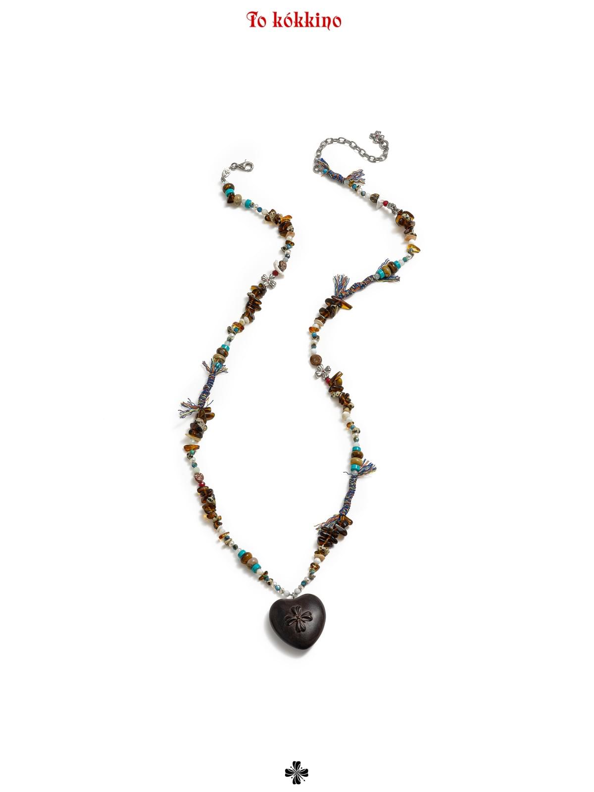 tokokkino*「Wildness Tandem」Long Necklace with Multiple Materials and Purple Gold Ebony