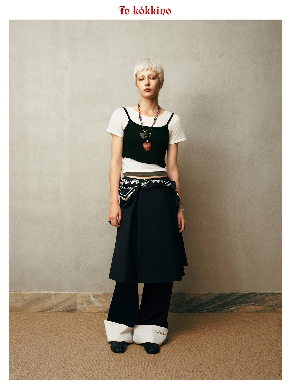 tokokkino* Pleated Paneled Skort Blazer