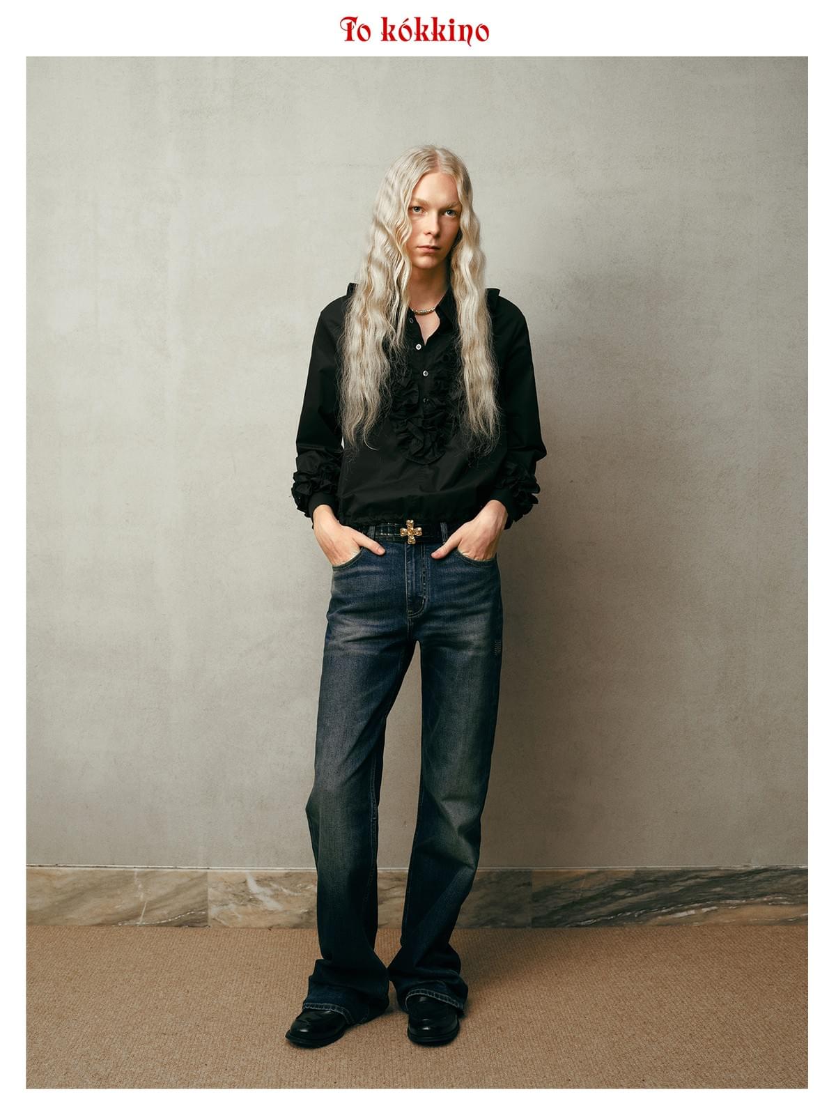 Tokokkino\* Mid-Rise Deep Blue Straight-Leg Jeans