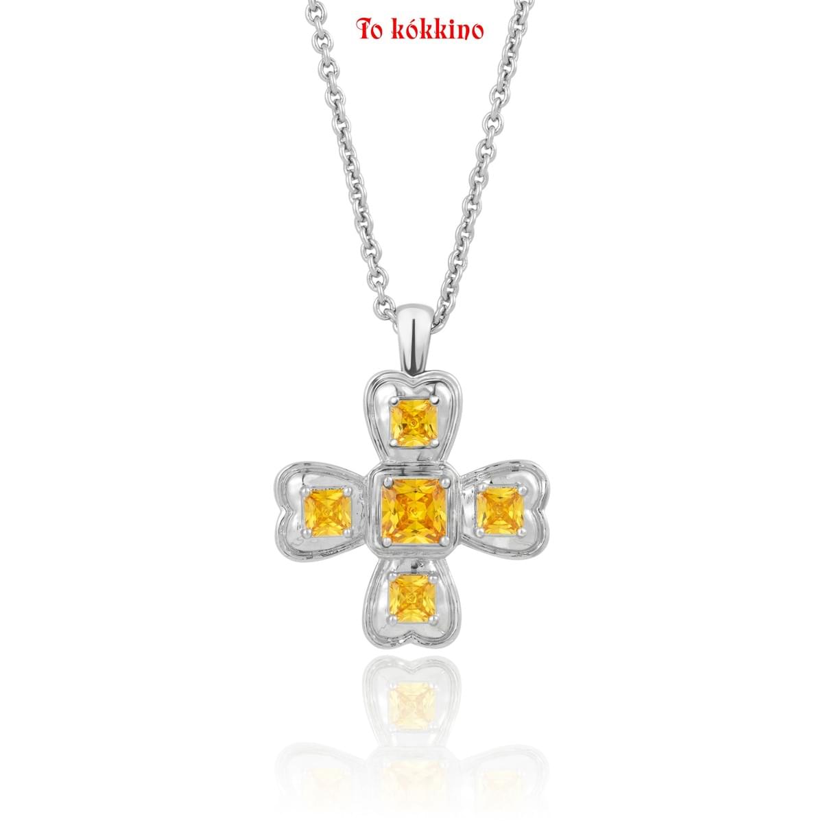 四面蝴蝶结黄锆石项链Necklace