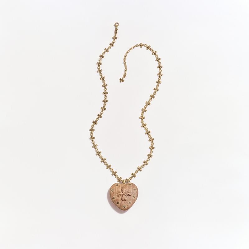 tokokkino* Starry Heart Wooden Necklace