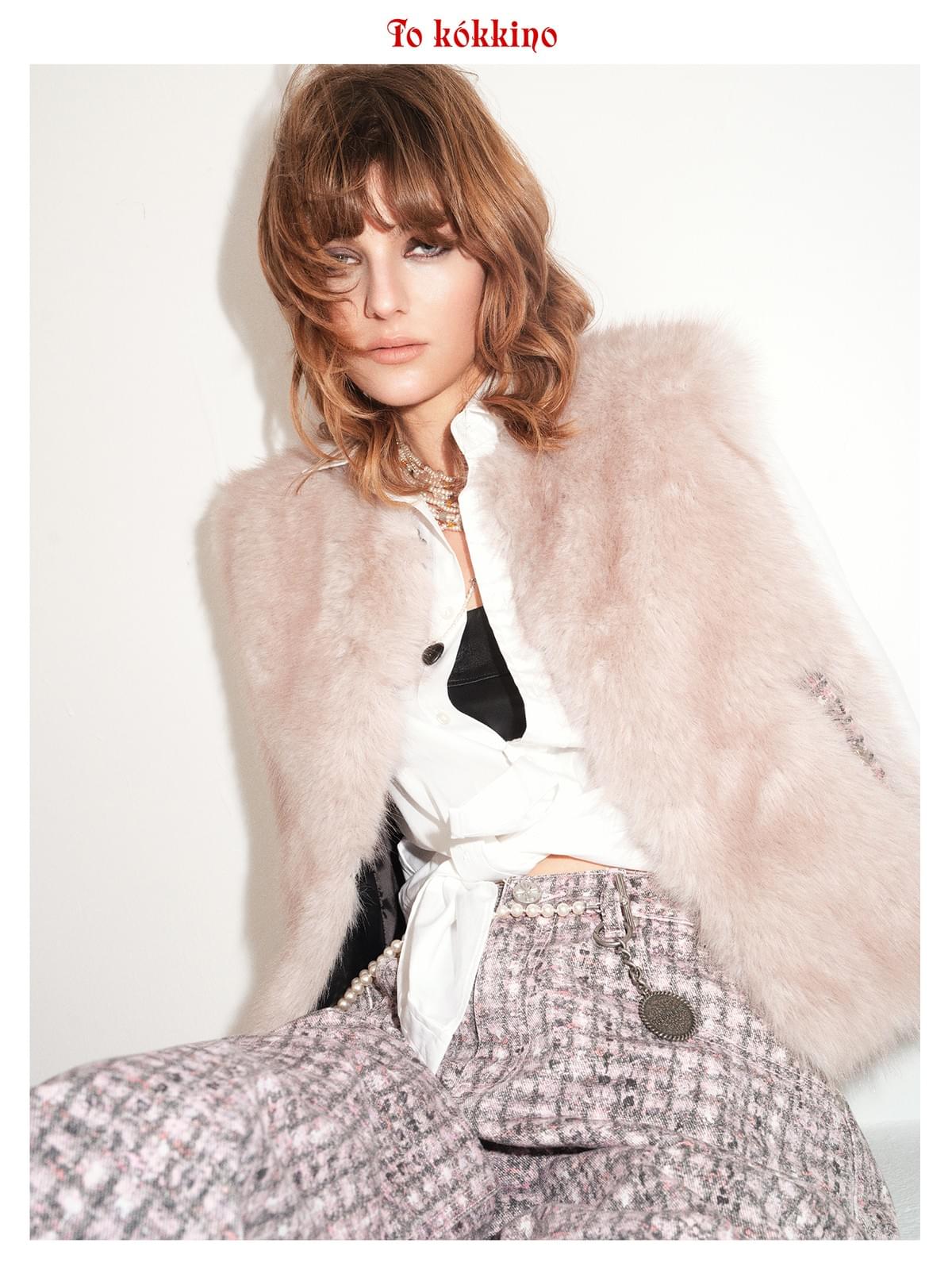 tokokkino*「Soft Check」 Grey-Pink Plaid Low-Waisted Straight-Leg Pants