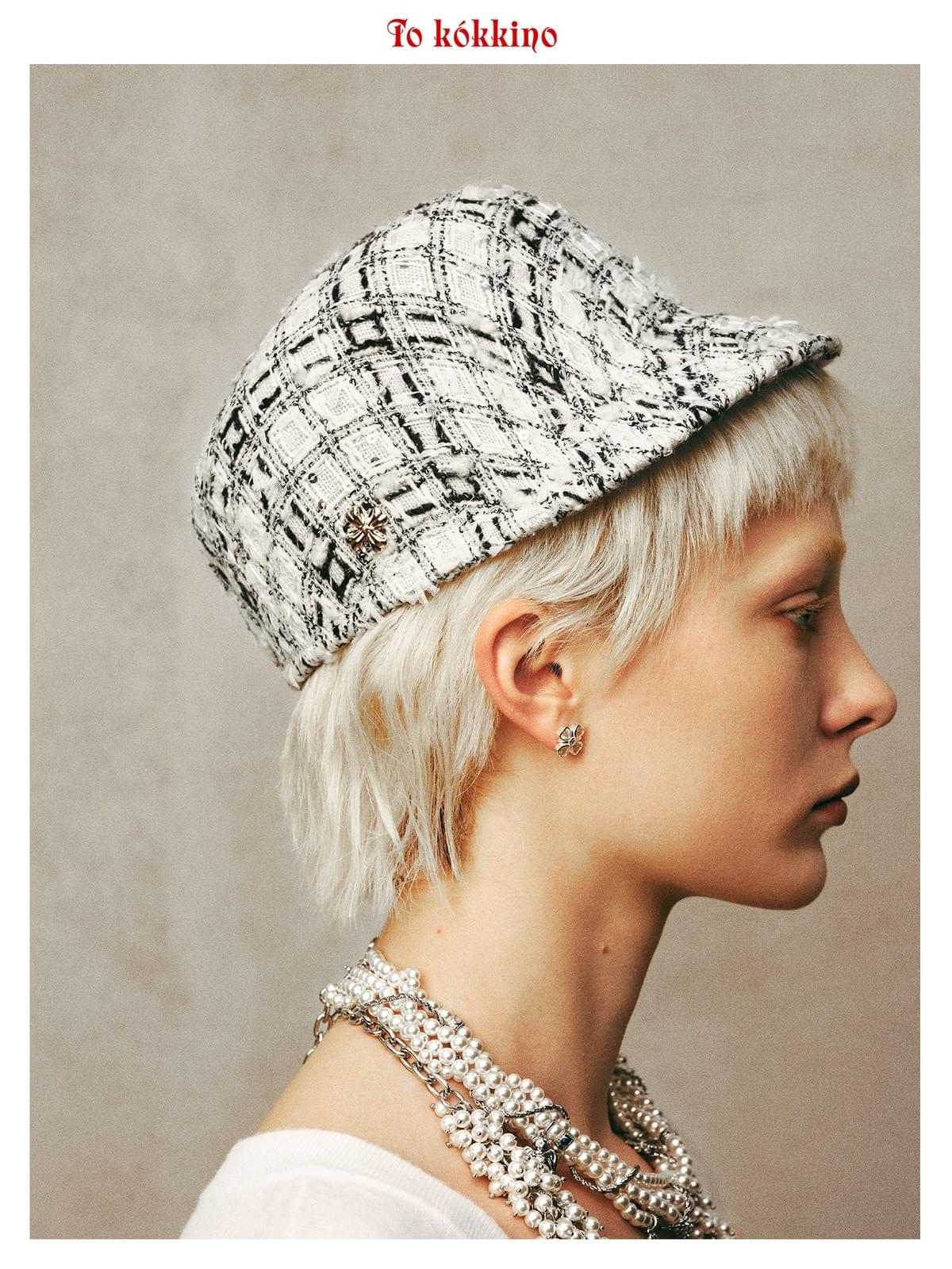 tokokkino* Patchwork Tweed Plaid Equestrian Hat