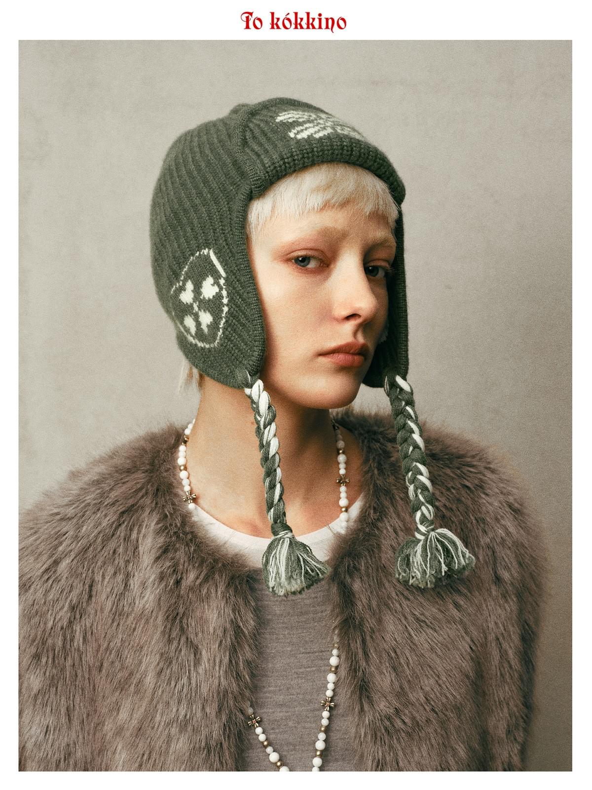 tokokkino* Cashmere Long-Haired Earflap Ski Hat