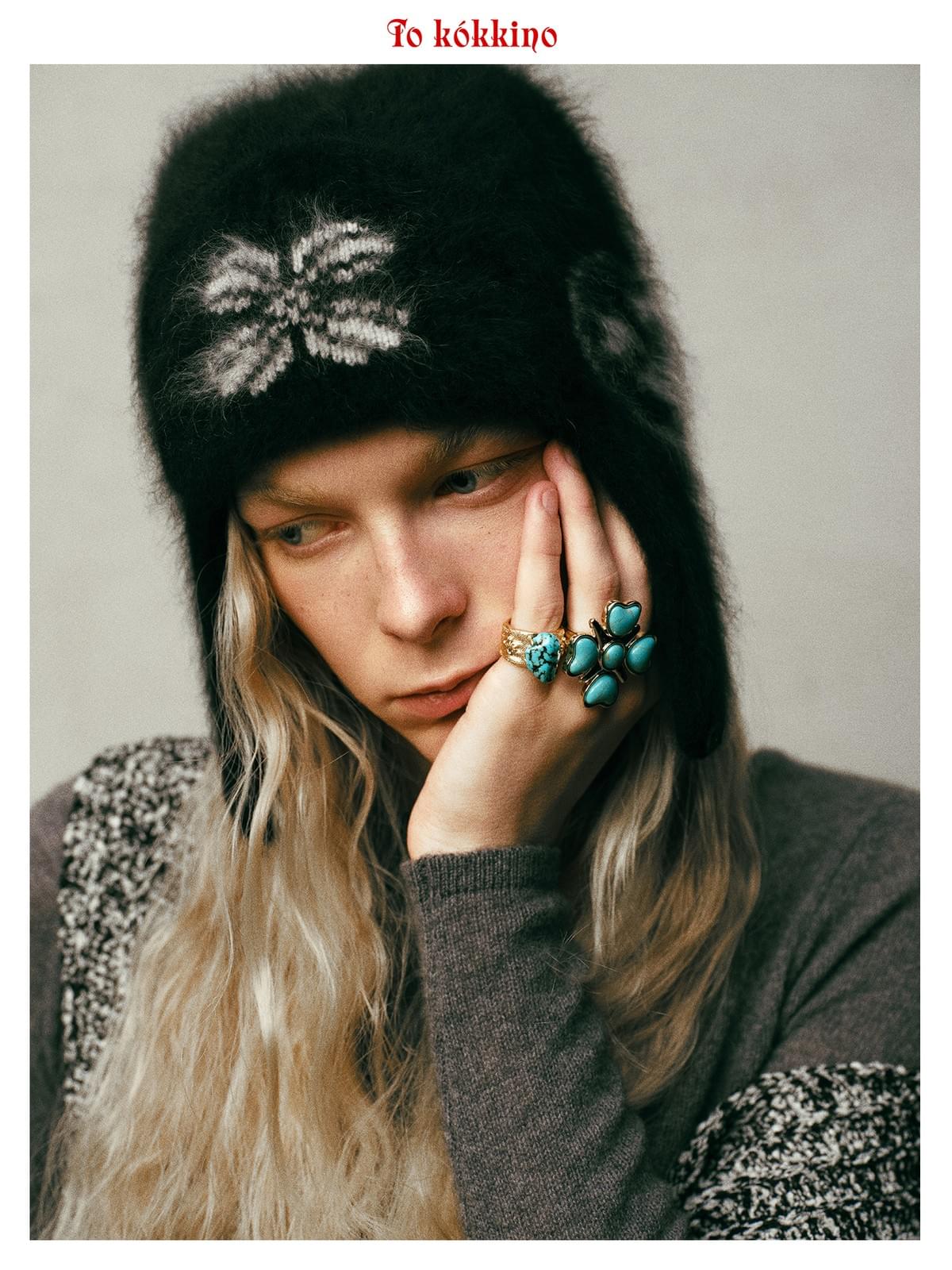 tokokkino* Turquoise Four-Sided Bowknot Ring