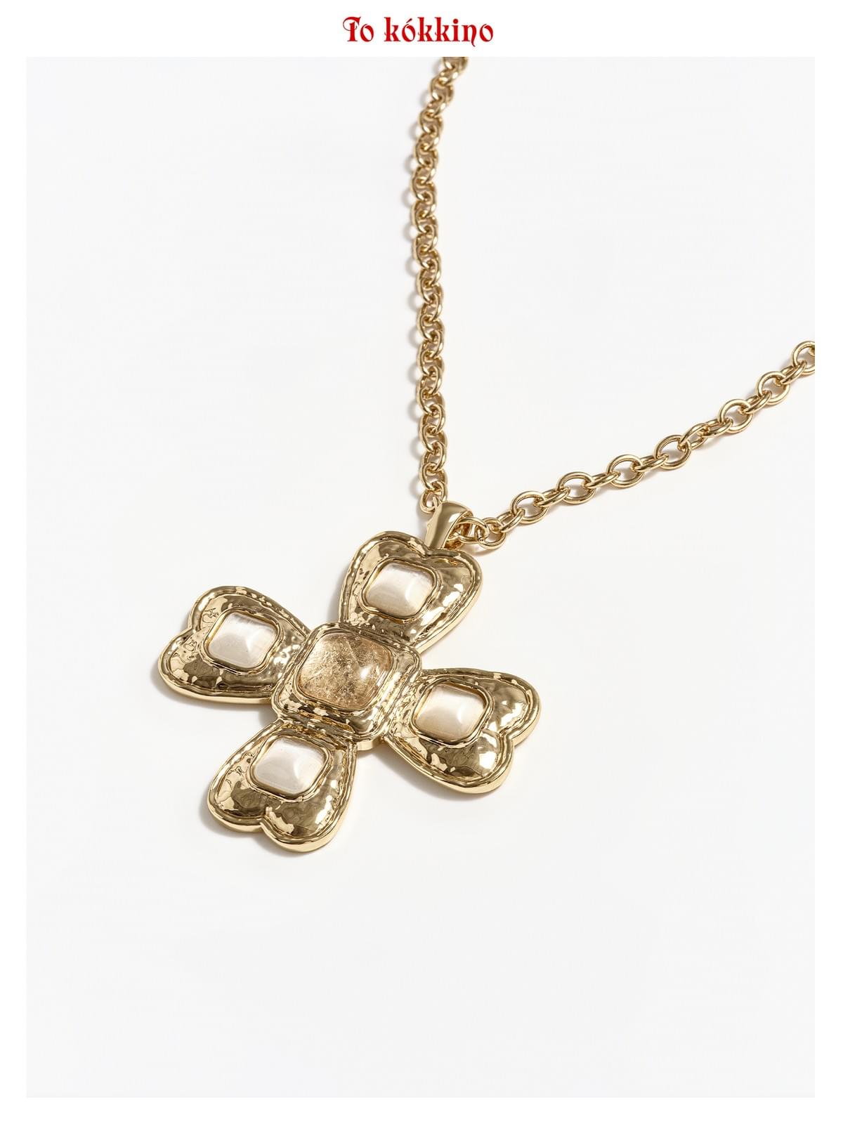 tokokkino* Champagne Gold Classic Four-Sided Bowknot Cat's Eye Crystal Necklace
