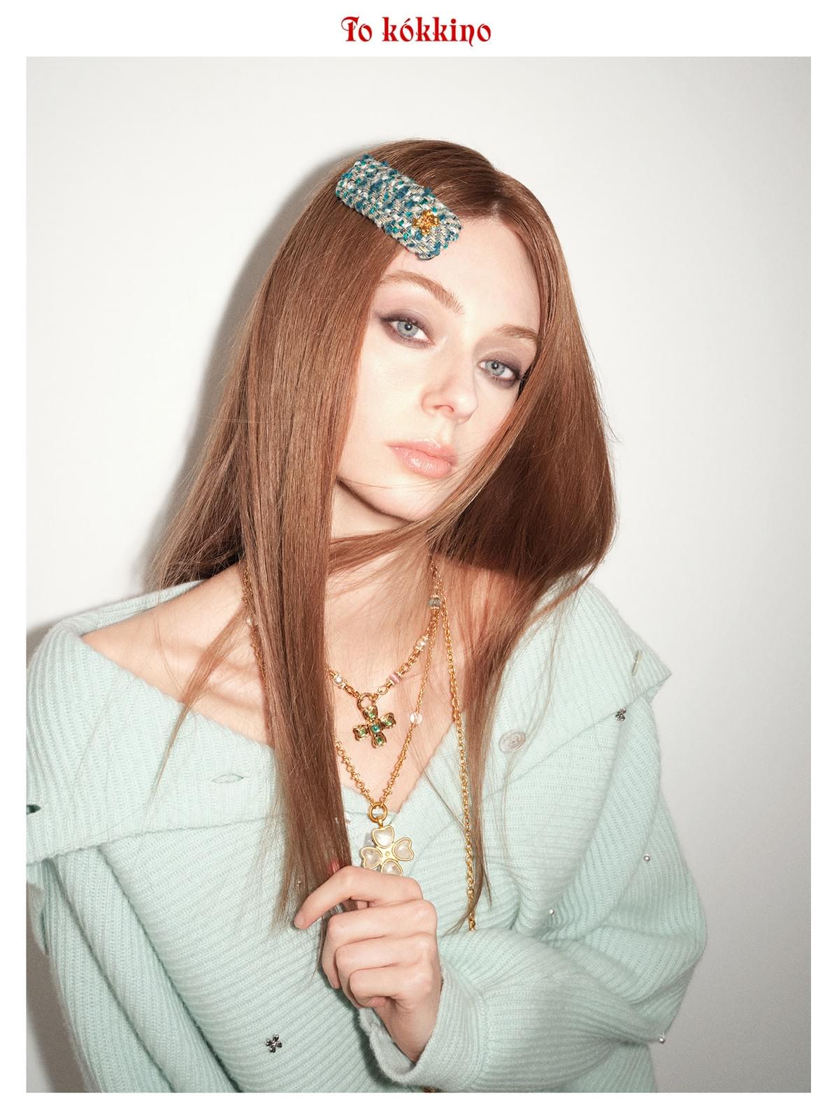 tokokkino*「Green Shadow」Chrysoberyl Cat's Eye Bowknot Flower Necklace