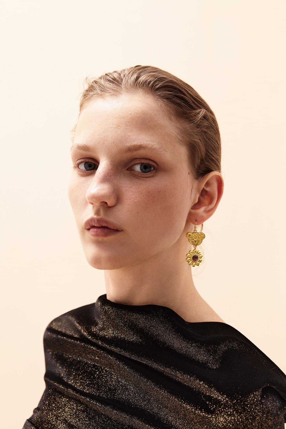 小熊花耳环Drop Earring