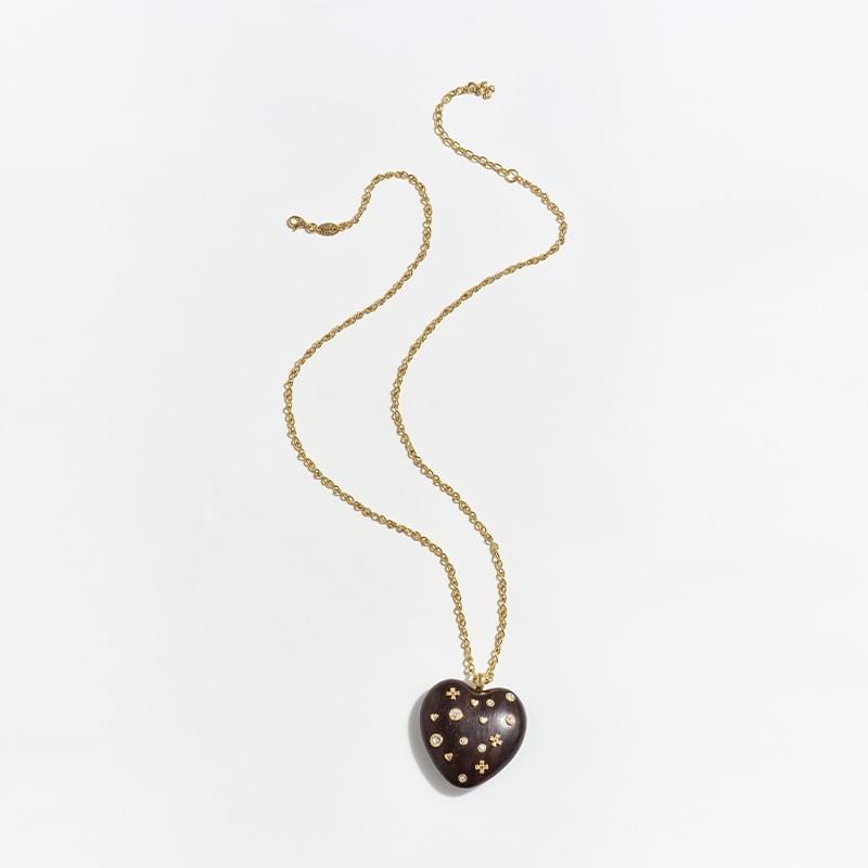 tokokkino* Starry Heart Wooden Necklace