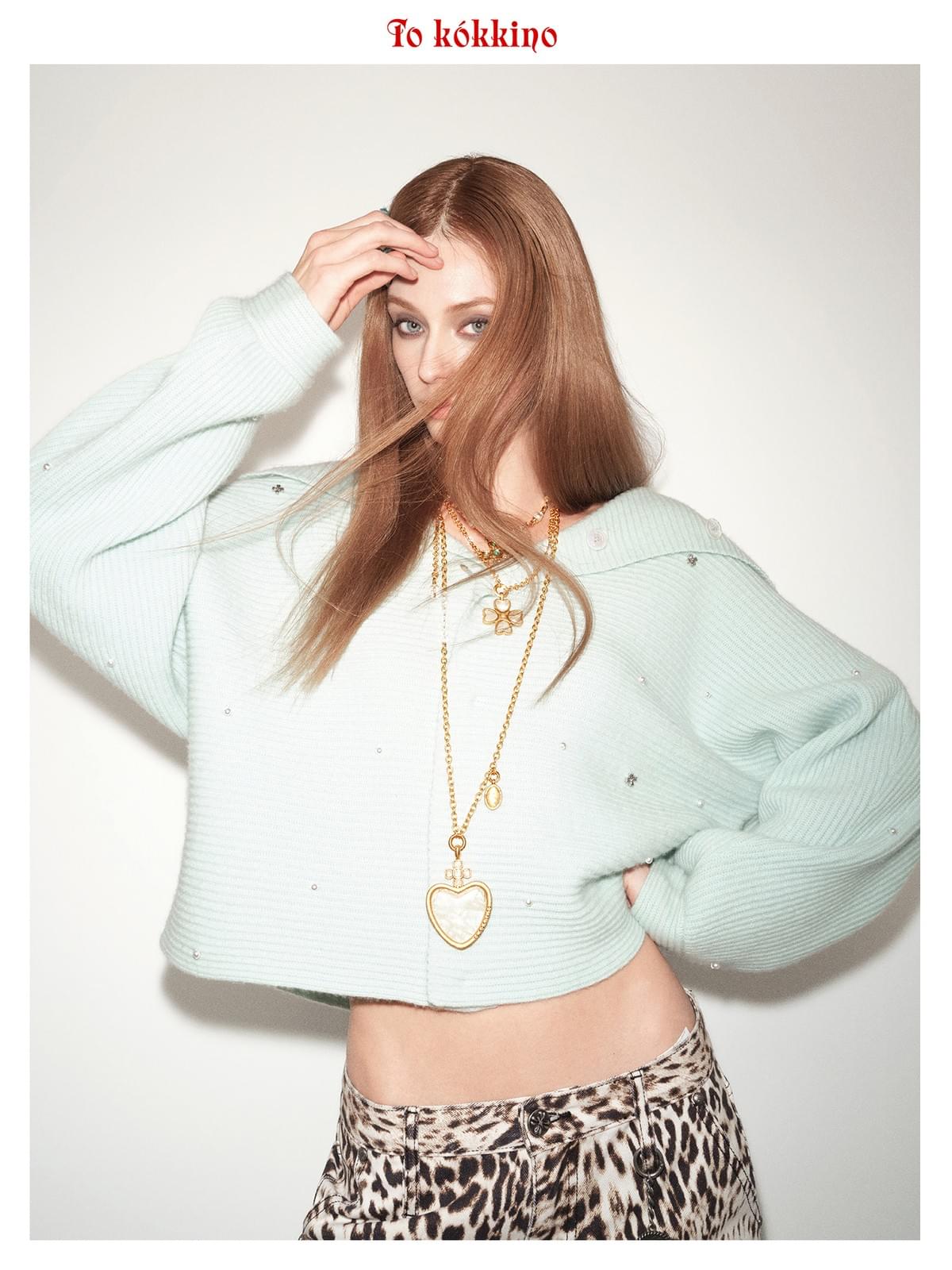 tokokkino*「Green Shadow」Chrysoberyl Cat's Eye Bowknot Flower Necklace