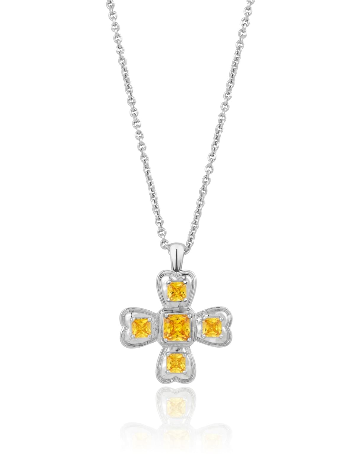 四面蝴蝶结黄锆石项链Necklace