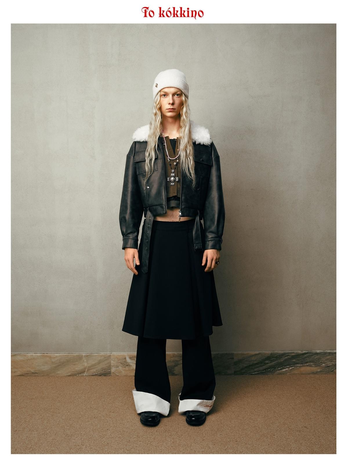 tokokkino* Pleated Paneled Skort Blazer