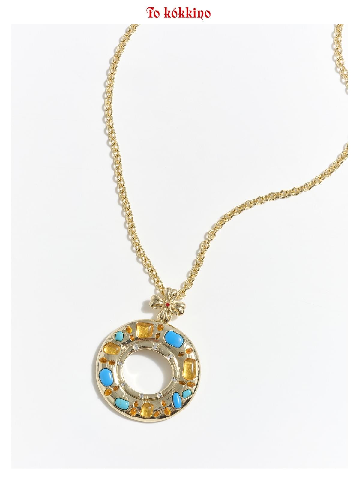 tokokkino* Irregular Gemstone Circle Necklace