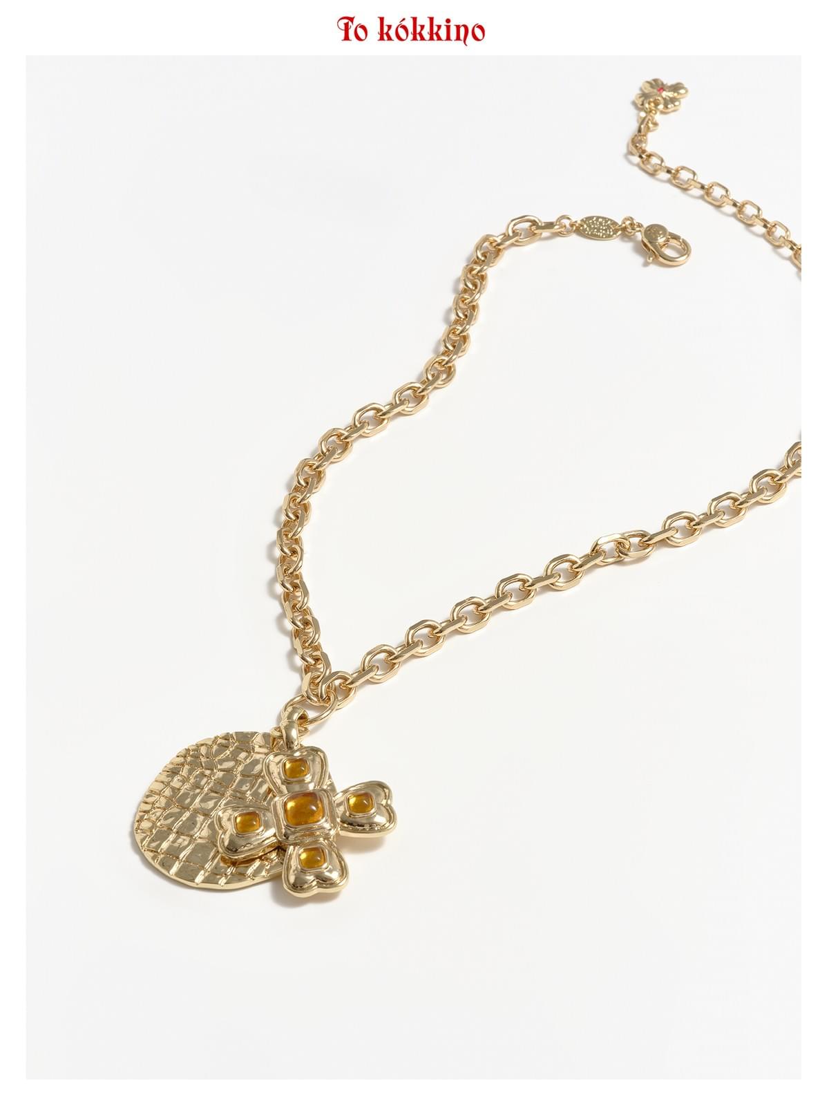 tokokkino* Crocodile Texture Classic Four-Sided Bowknot Necklace