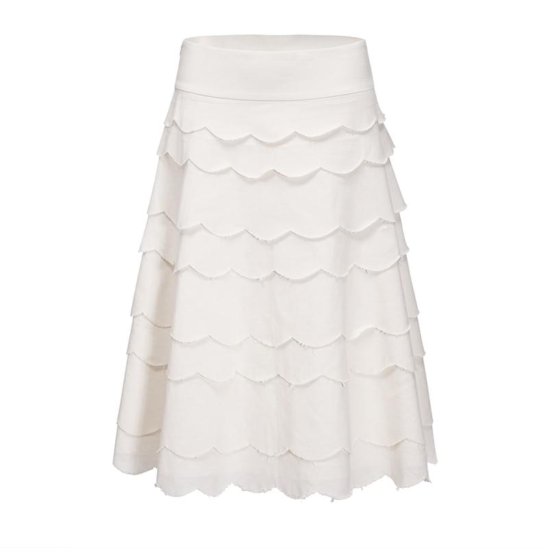 White wavy long skirt pants