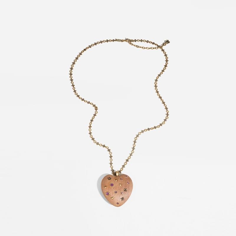 tokokkino* Starry Heart Wooden Necklace