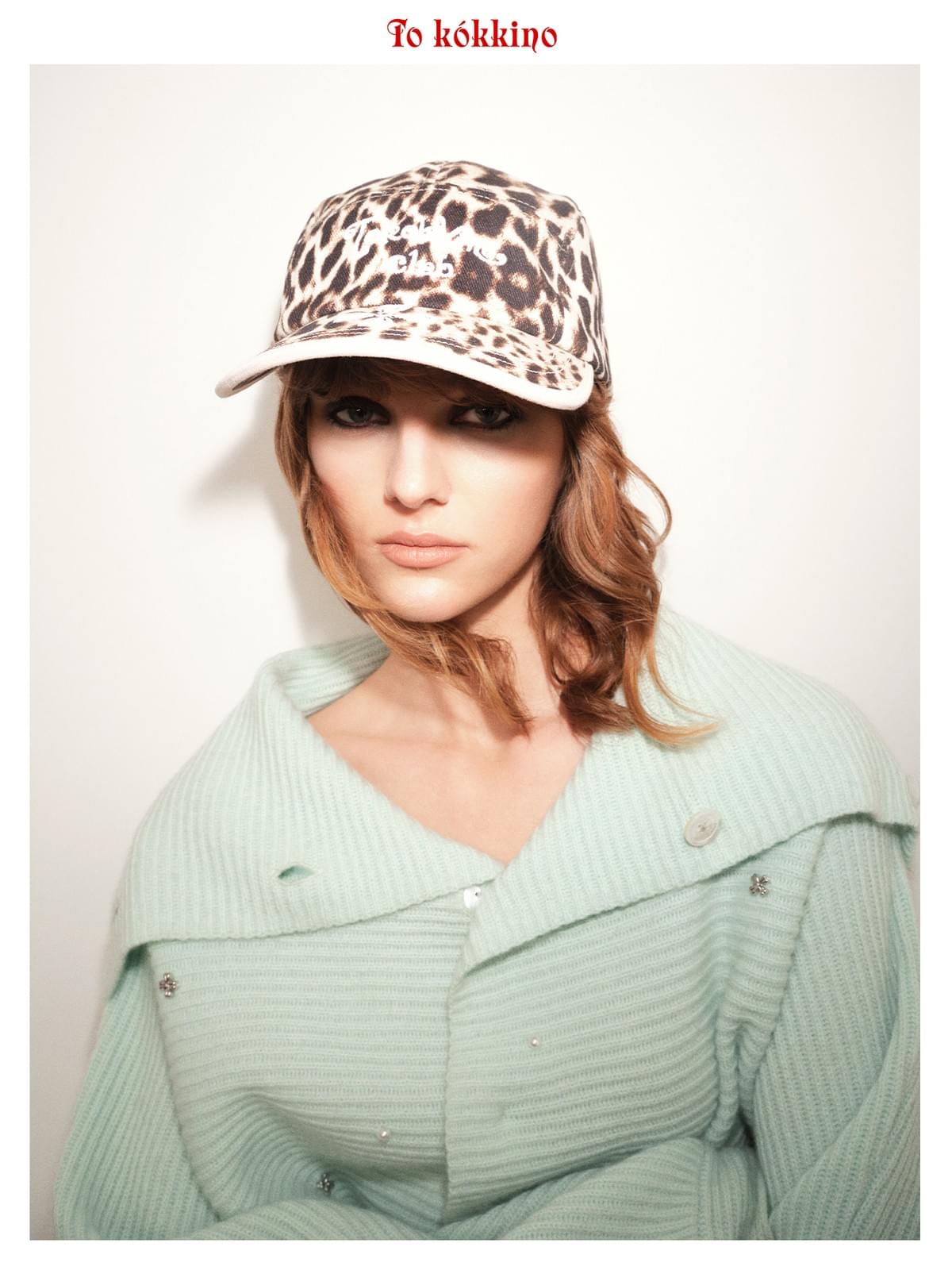 tokokkino*「Grey-Pink Wild Leopard」 Leopard Print Embroidered Baseball Cap