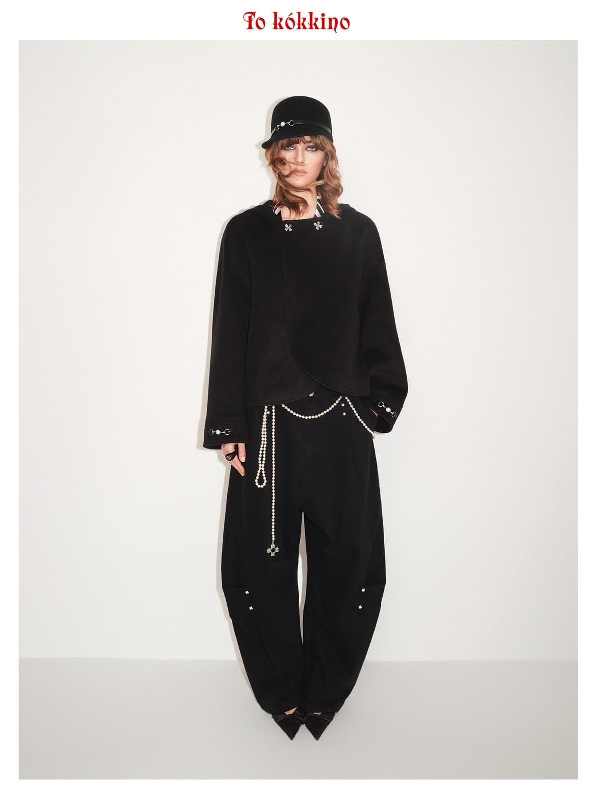 tokokkino*「Nocturnal Ode」 Black Tweed Cape Coat