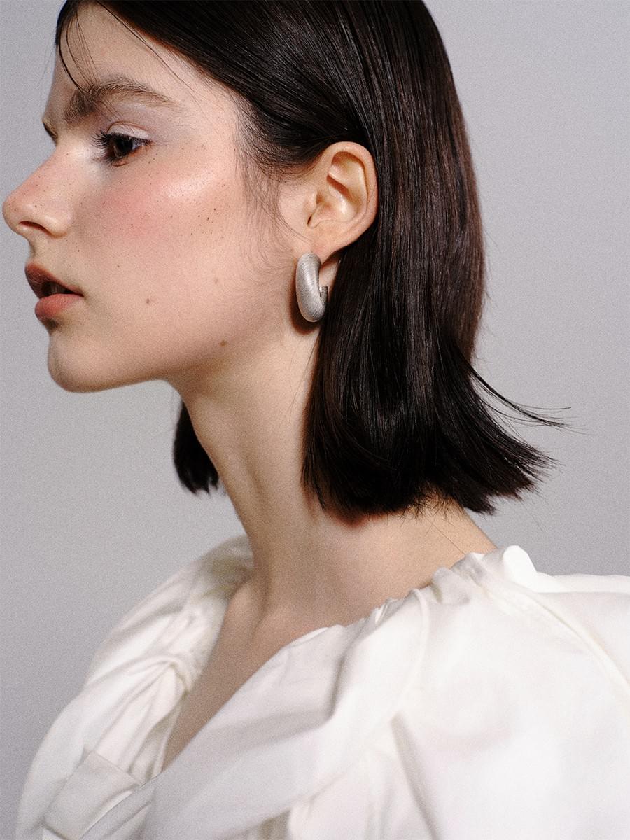 TOKOKKINO* Brushed and Burnished White Earrings