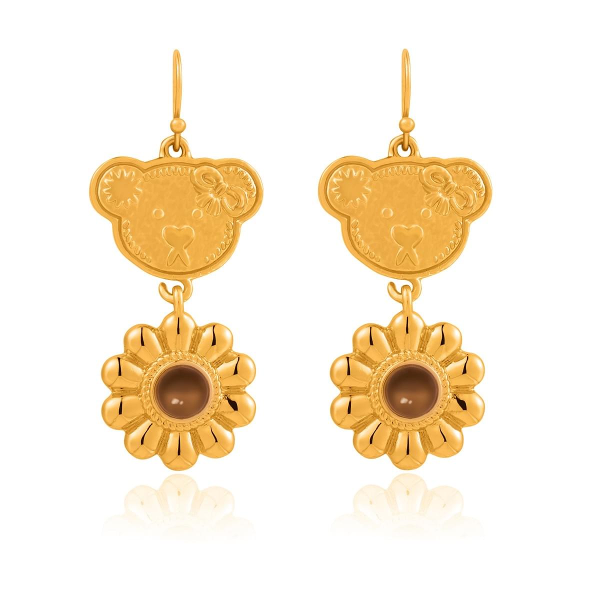 小熊花耳环Drop Earring