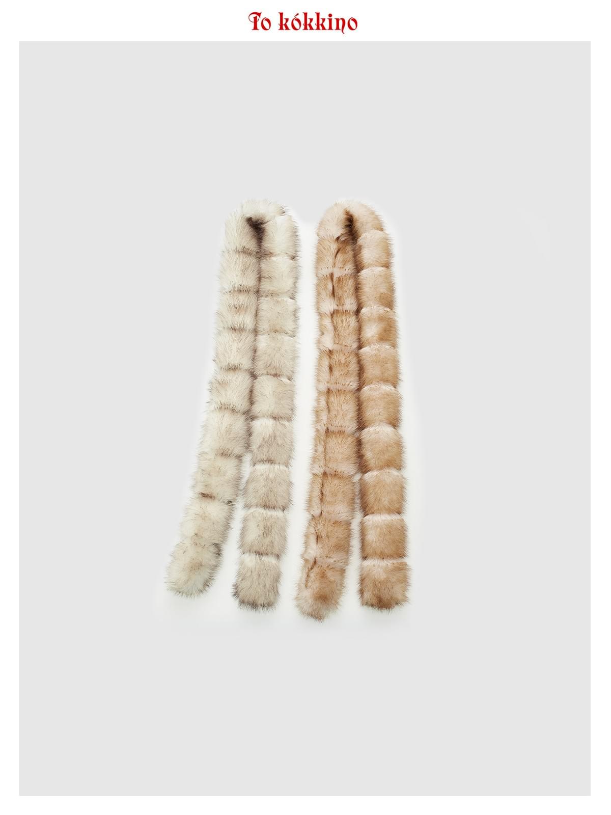 tokokkino*「Pink Brown Grain」Gradient Pink-Brown Eco-Friendly Faux Fox Fur Long Scarf