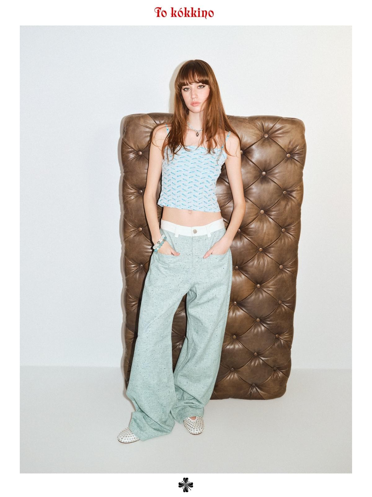 tokokkino「Twin Waves」Blue Strapless Vest * Imported from Japan