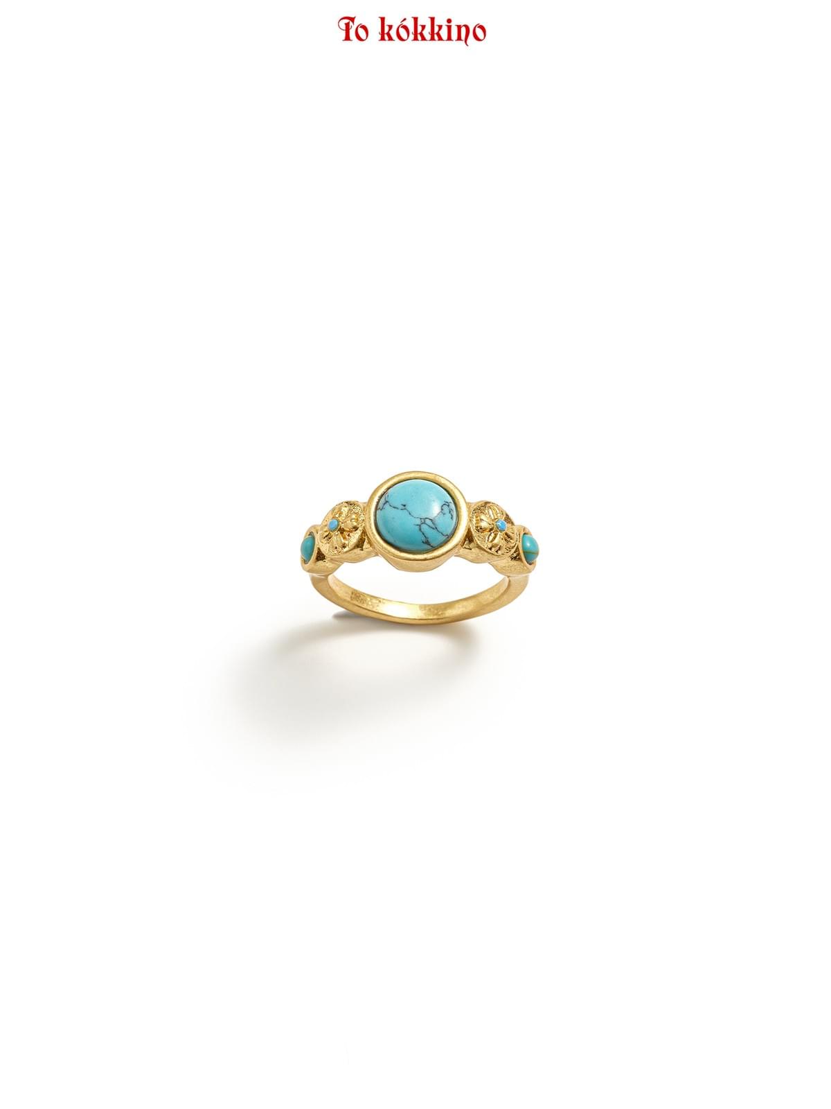 tokokkino*「Pine」Turquoise Bowknot Flower Ring