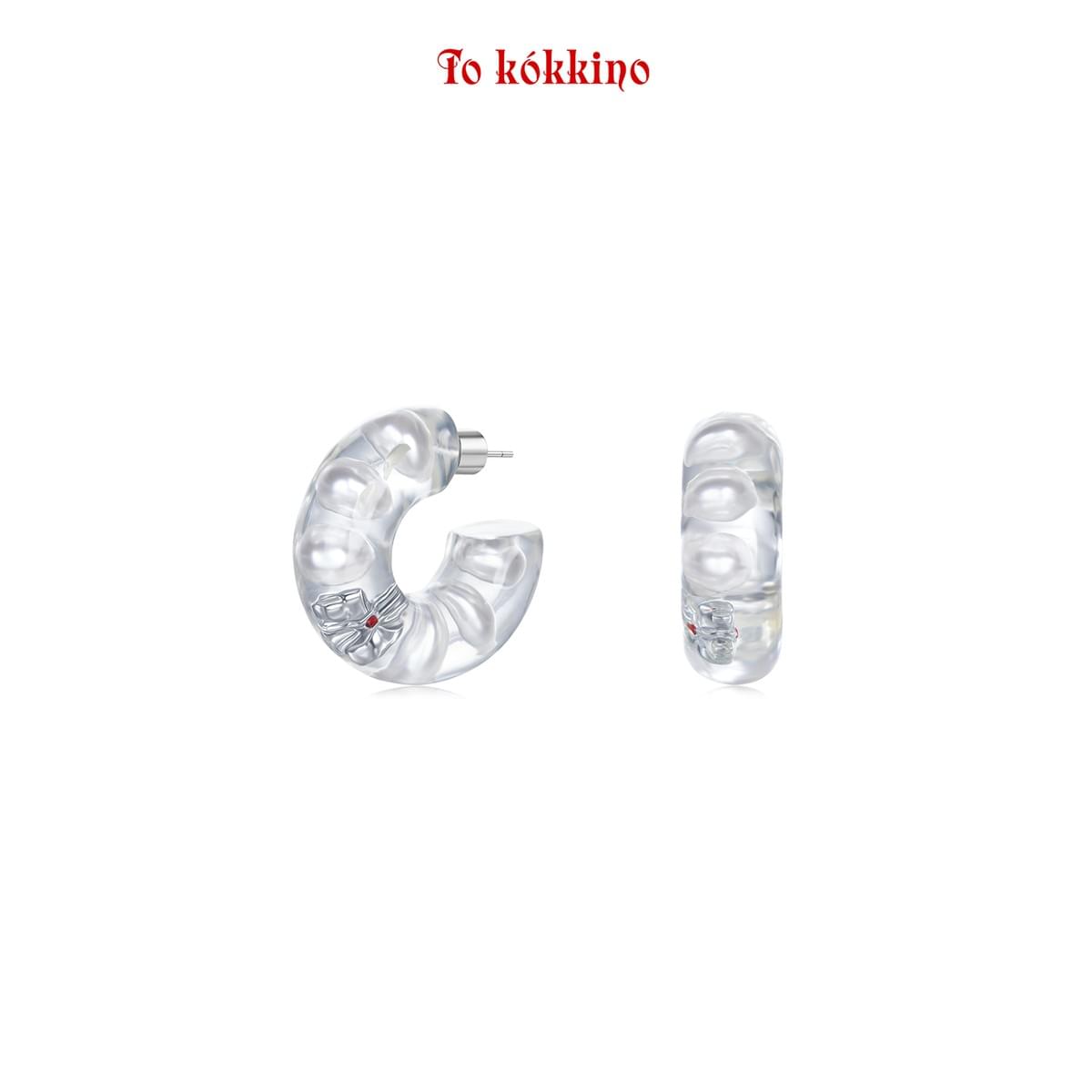 tokokkino* Resin Pearl Hoop Earrings