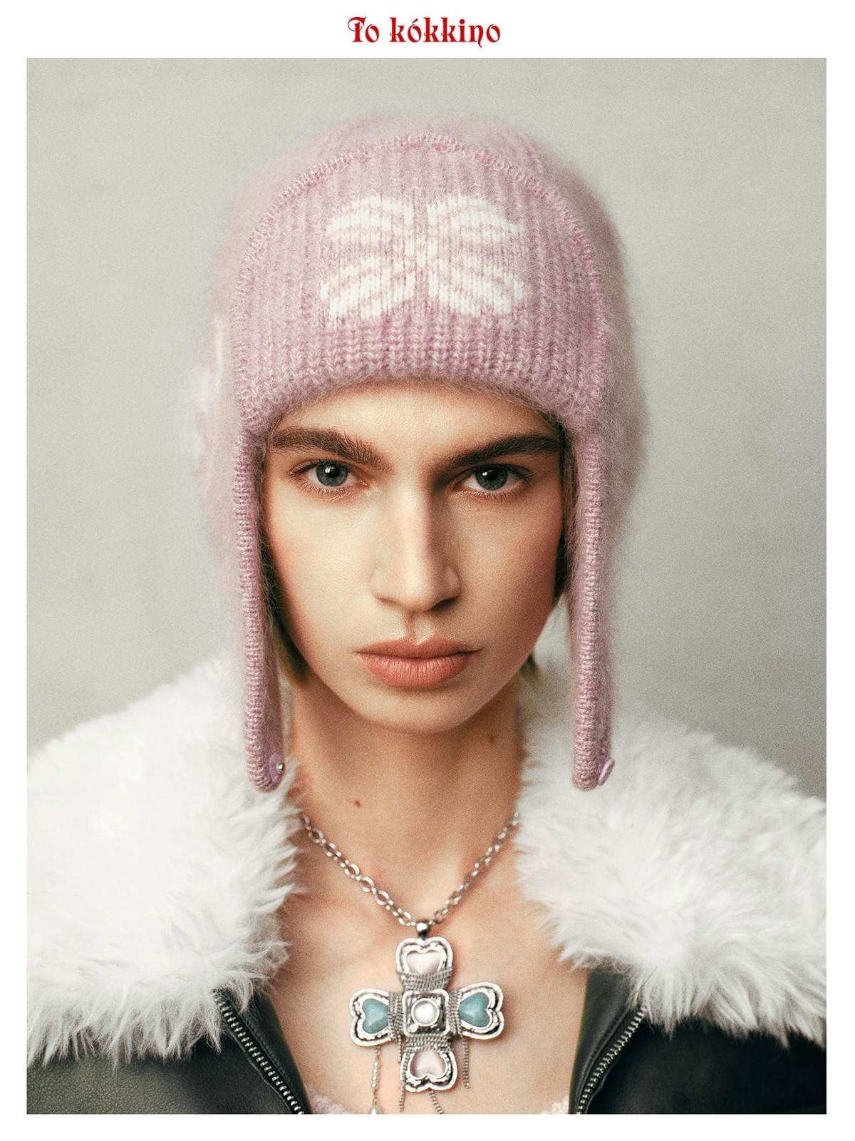 tokokkino* Cashmere 3D Heart Metal Knitted Hat *Super Grade-A Cashmere*