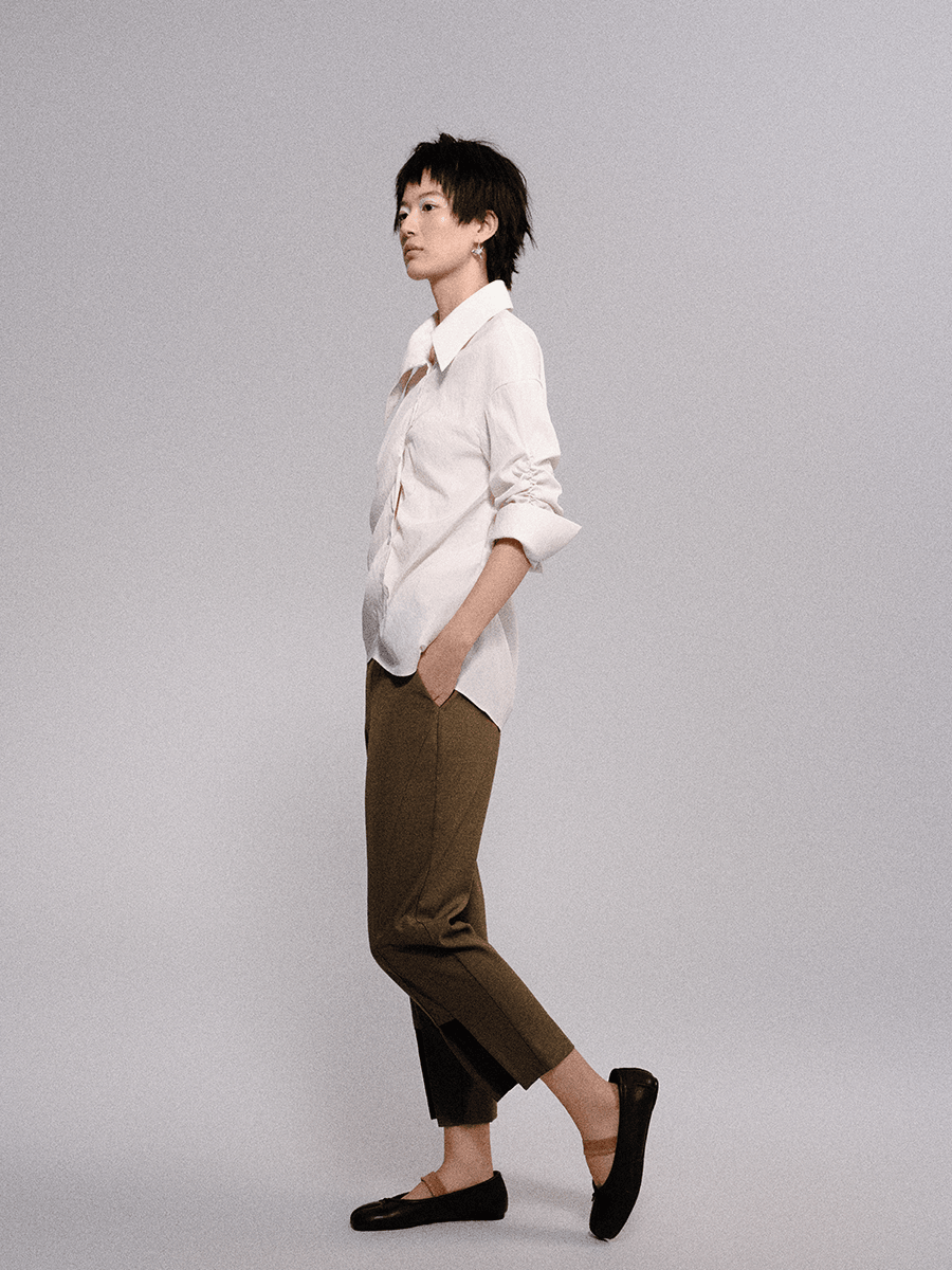 irregularly pleated shirt