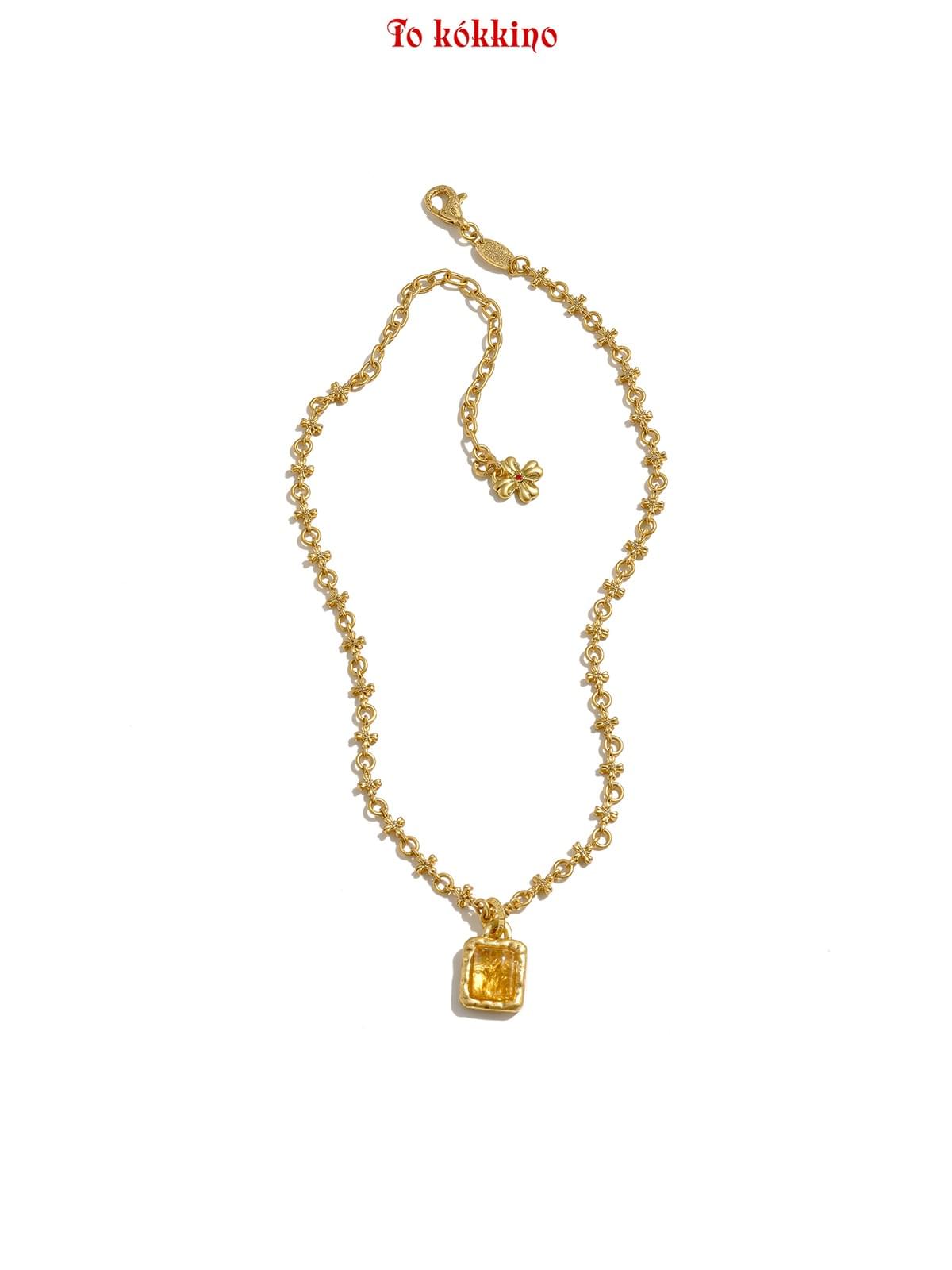 tokokkino*「Rock Sugar」Citrine Square Pendant Necklace