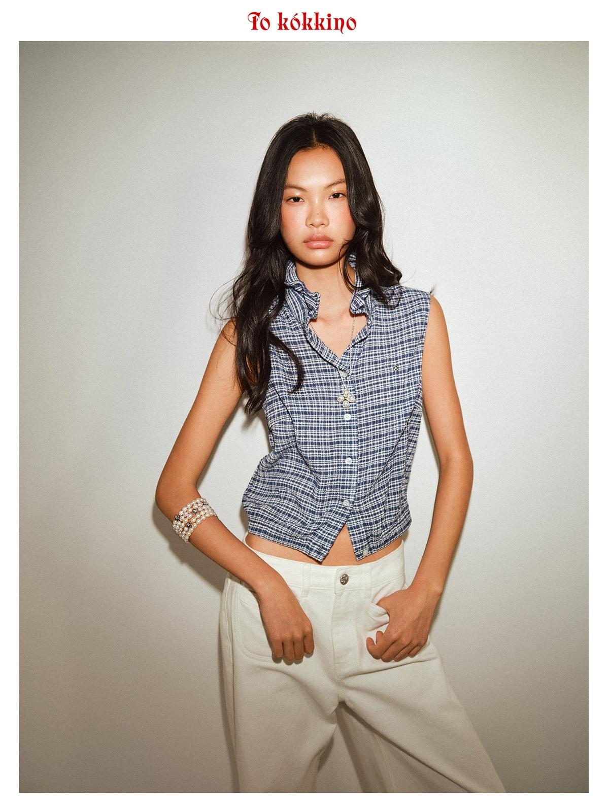 tokokkino「Cold Vest」Plaid Vest * Imported Japanese Fabric