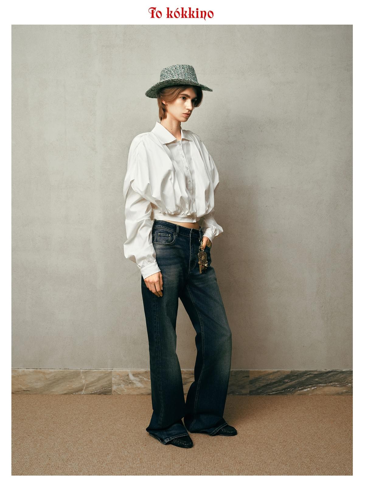 tokokkino* Irregular Flat-Brim Fedora Hat