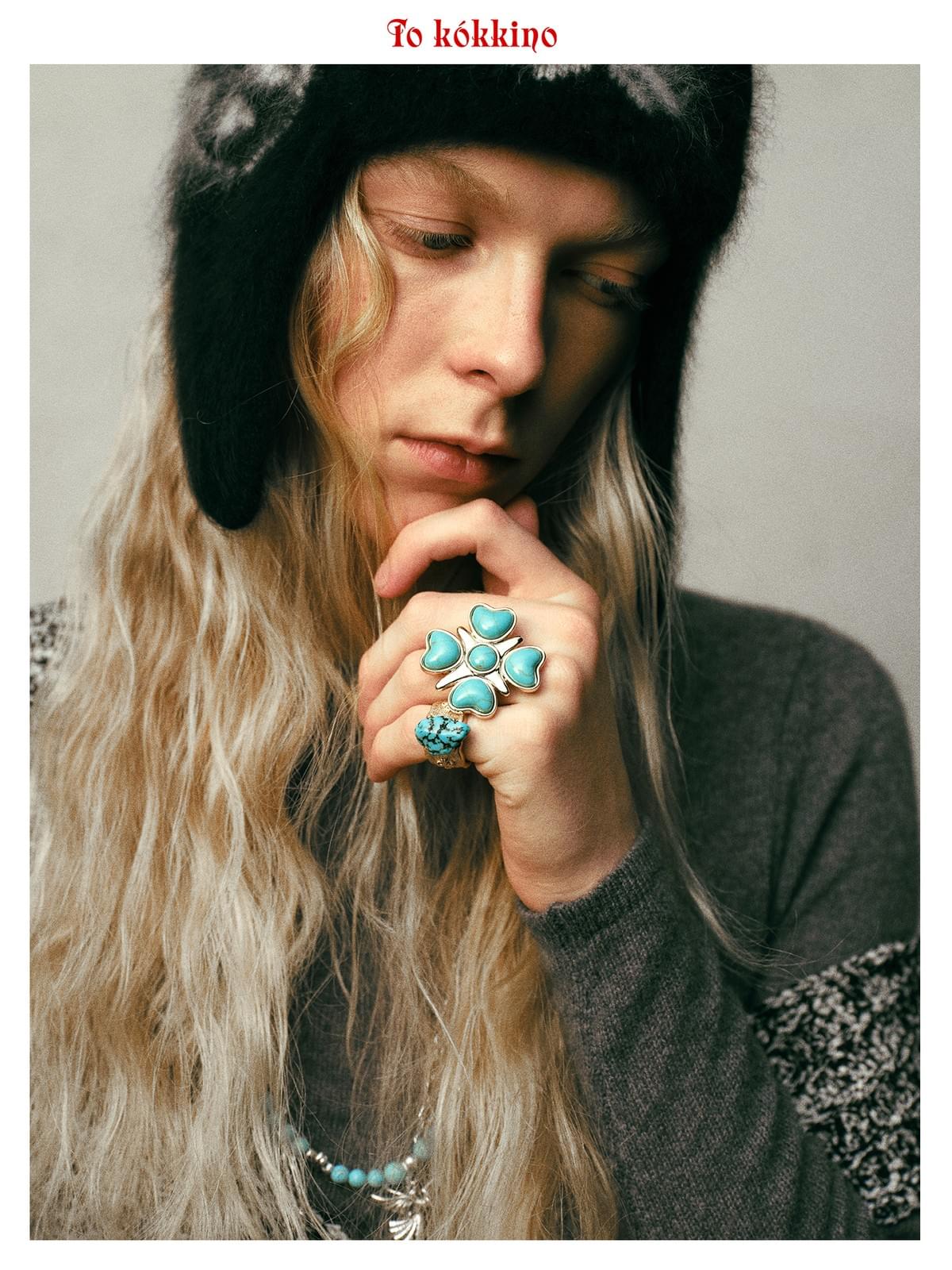 tokokkino* Irregular Turquoise Ring