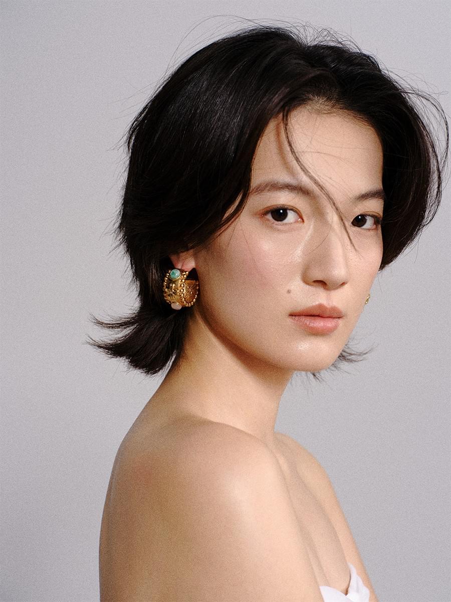 Tokokkino * natural stone bow earrings