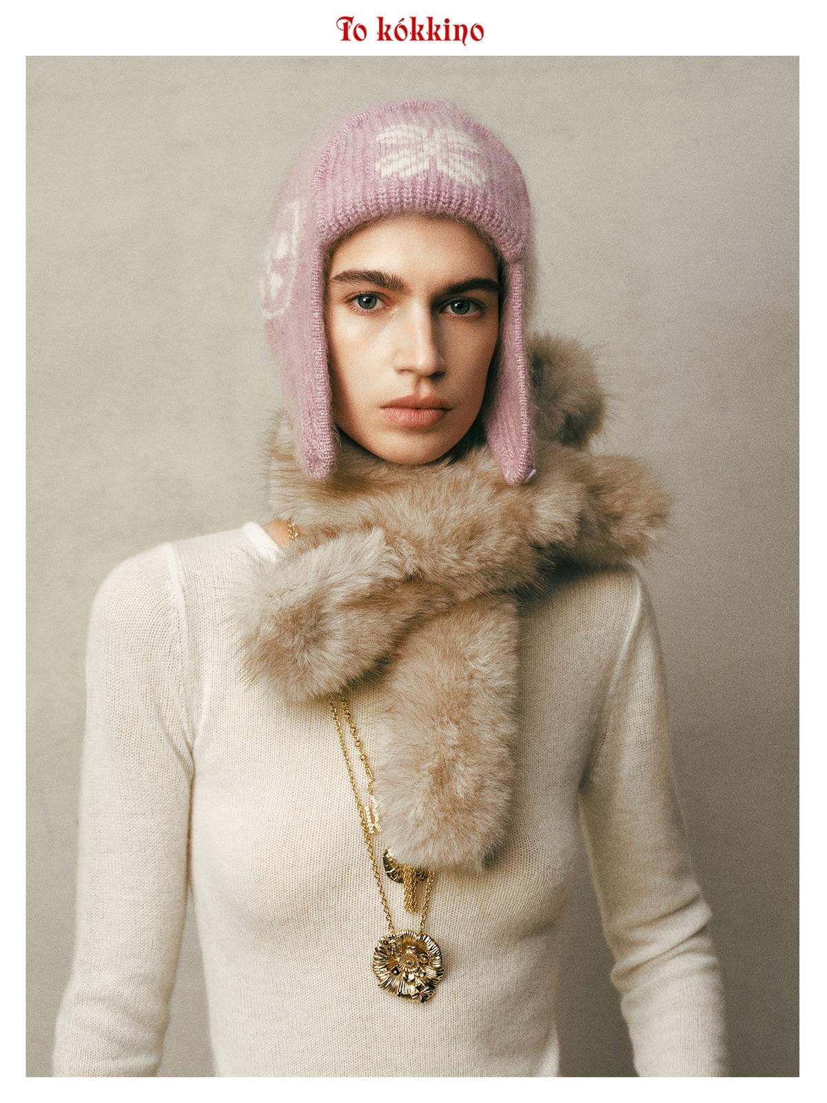 tokokkino* Cashmere 3D Heart Metal Knitted Hat *Super Grade-A Cashmere*