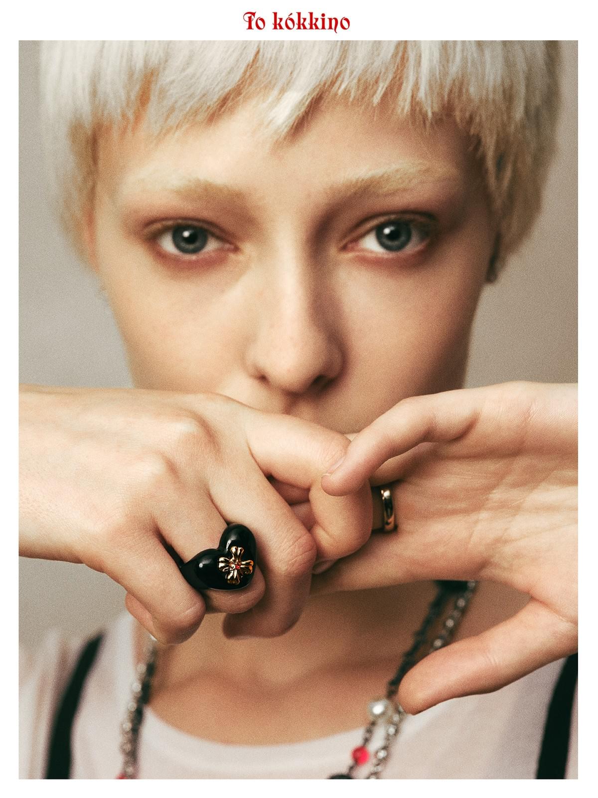 Bow and heart acrylic ring