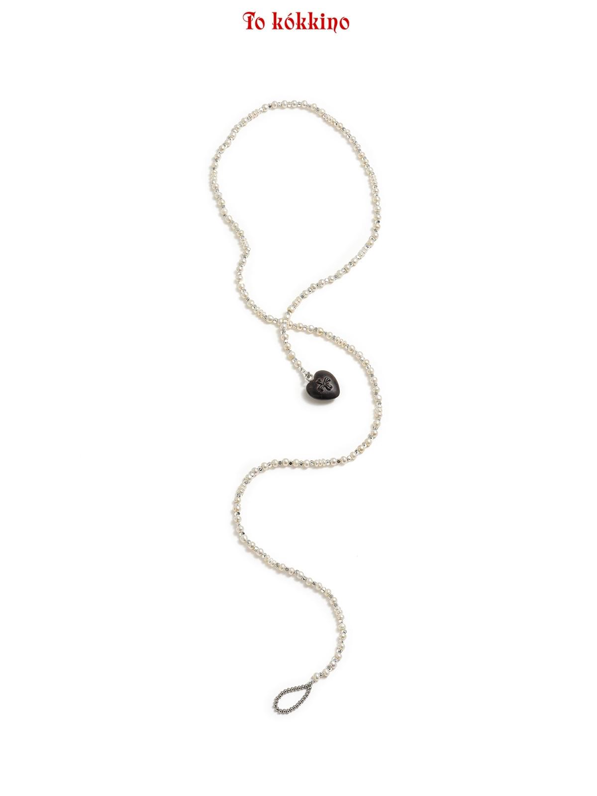 tokokkino*「Wooden Lasso」Multi-way Wear Heart-shaped Purple Gold Ebony Clasp Long Necklace