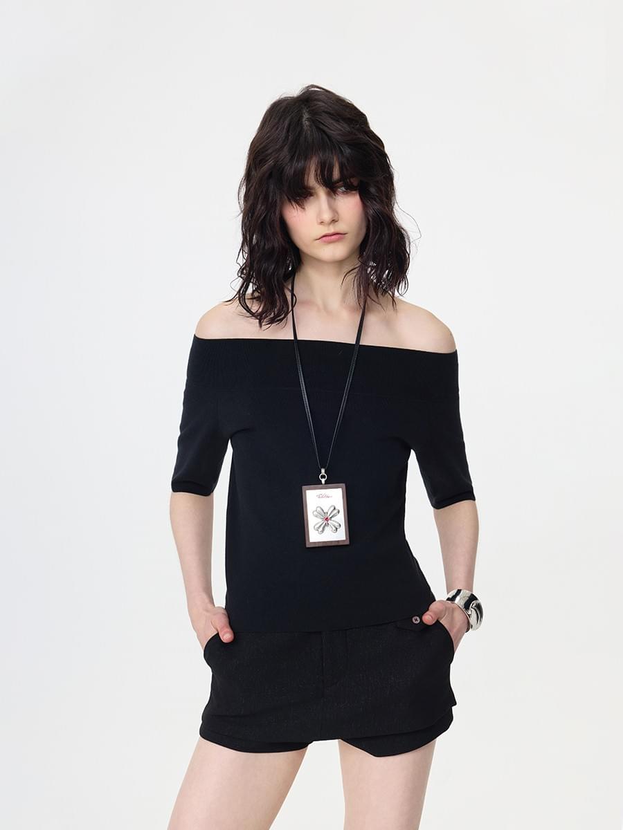 TOKOKKINO* Black-Silver Fine Imitation Suit Culottes