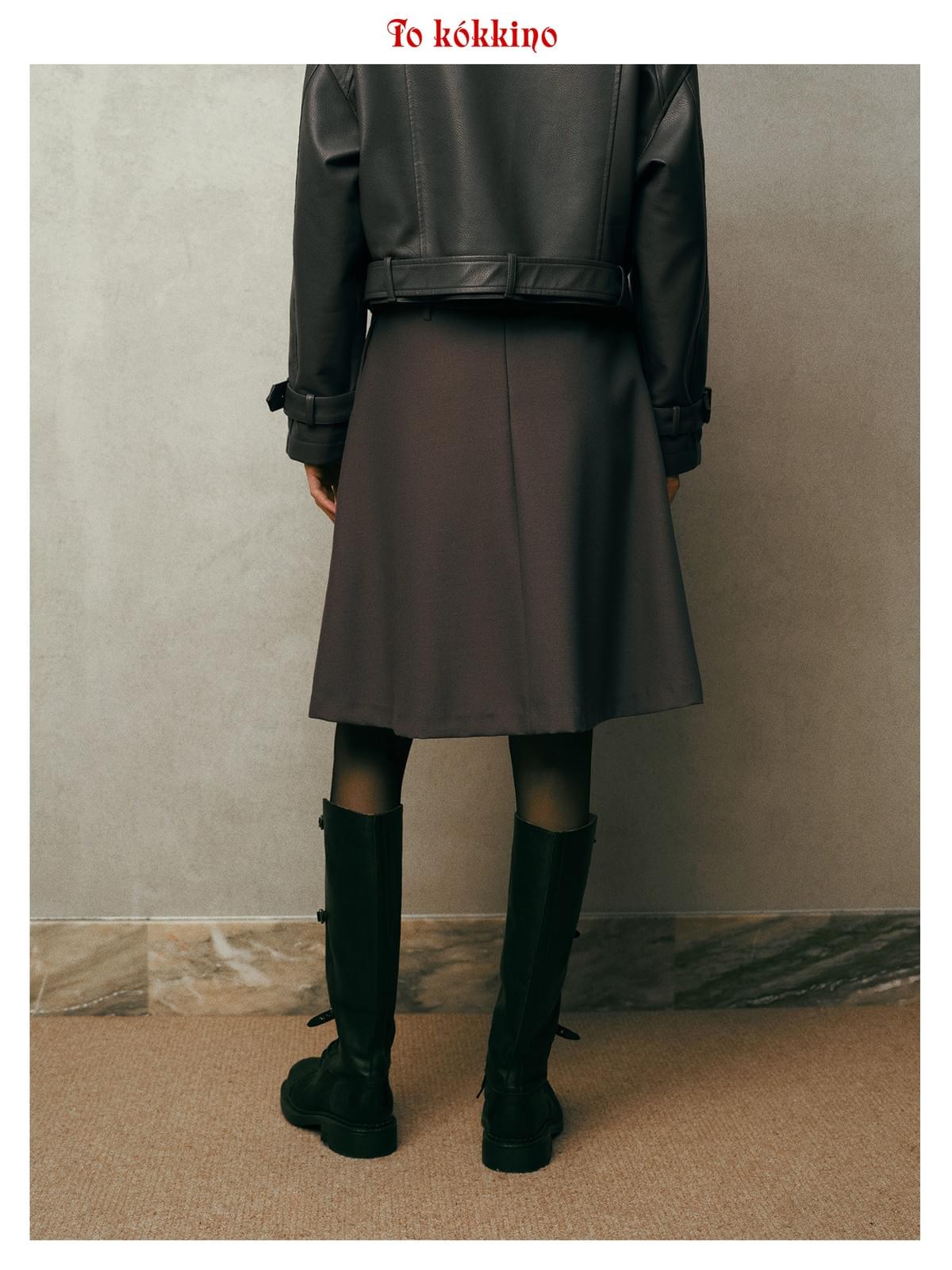 tokokkino* Wool Pleated Knee-Length Skirt