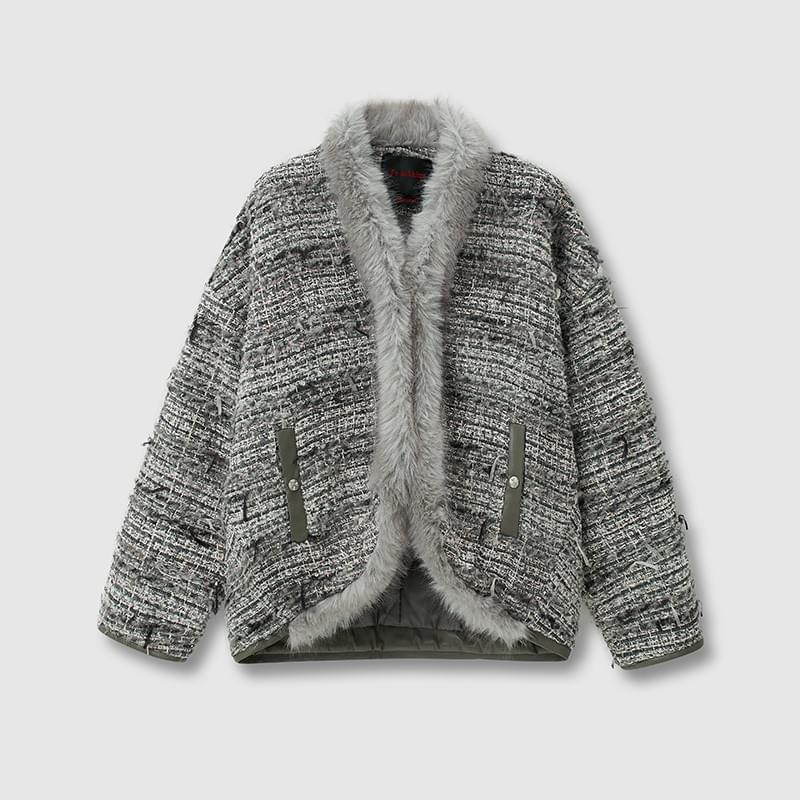 tokokkino*「Grey-Pink Entanglement」 Grey-Pink Tweed Coat